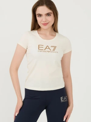 EA7 Beżowy damski t-shirt, Rozmiar XS EA7 Emporio Armani