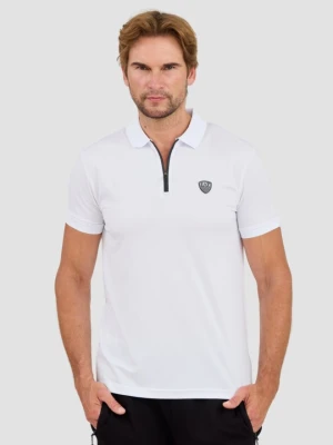 EA7 Biała męska koszulka polo rozpinana na zamek, Rozmiar L EA7 Emporio Armani