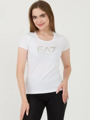EA7 Biały damski t-shirt, Rozmiar L EA7 Emporio Armani