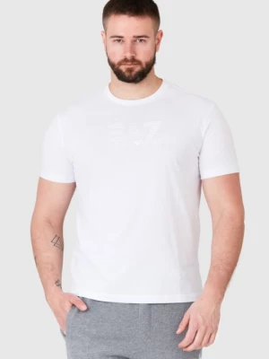 EA7 Biały t-shirt męski z aplikacją z logo EA7 Emporio Armani