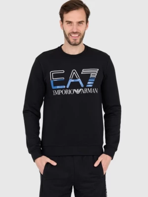 EA7 Czarna bluza męska z niebieskim logo EA7 Emporio Armani