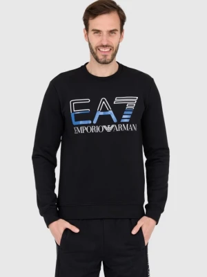 EA7 Czarna bluza męska z niebieskim logo, Rozmiar S EA7 Emporio Armani