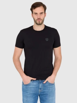 EA7 Czarna koszulka męska z naszywką z logo EA7 Emporio Armani