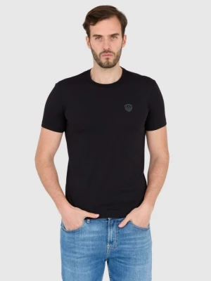 EA7 Czarna koszulka męska z naszywką z logo, Rozmiar XL EA7 Emporio Armani