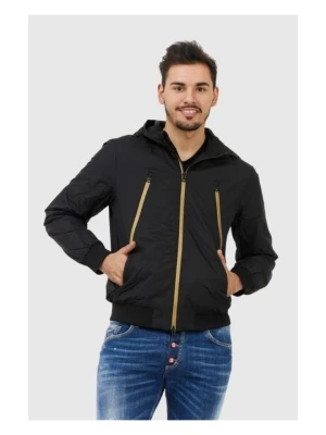 EA7 Czarna kurtka męska ze złotymi zamkami, Rozmiar S EA7 Emporio Armani