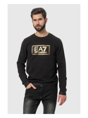 EA7 Czarna męska bluza z dużym złotym logo EA7 Emporio Armani