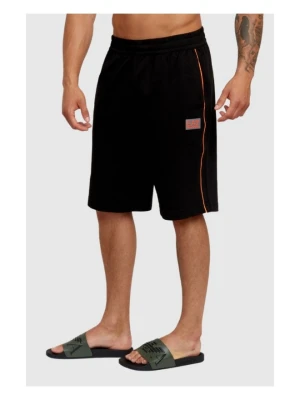 Zdjęcie produktu EA7 Czarne męskie szorty bawełniane z pomarańczowymi lampasami, Rozmiar S EA7 Emporio Armani