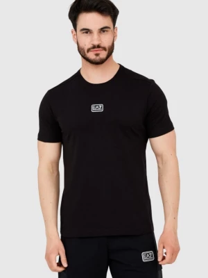 EA7 Czarny t-shirt męski z naszywką z logo EA7 Emporio Armani