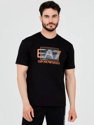 EA7 Czarny t-shirt z holograficznym logo EA7 Emporio Armani