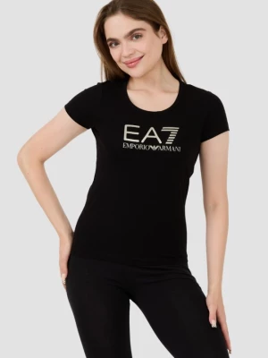EA7 Czarny t-shirt ze srebrnym logo EA7 Emporio Armani