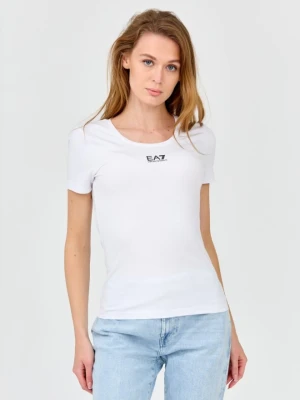 EA7 Damski t-shirt biały z logo na środku, Rozmiar XS EA7 Emporio Armani