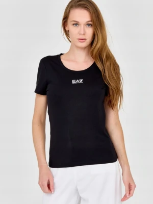 EA7 Damski t-shirt czarny z logo na środku, Rozmiar XS EA7 Emporio Armani