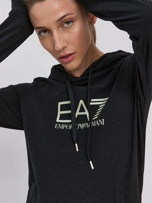 EA7 Emporio Armani Bluza 8NTM36.TJCQZ damska kolor czarny z kapturem gładka