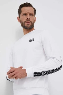 EA7 Emporio Armani bluza bawełniana męska kolor biały z aplikacją