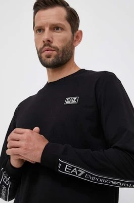 EA7 Emporio Armani bluza bawełniana męska kolor czarny z aplikacją