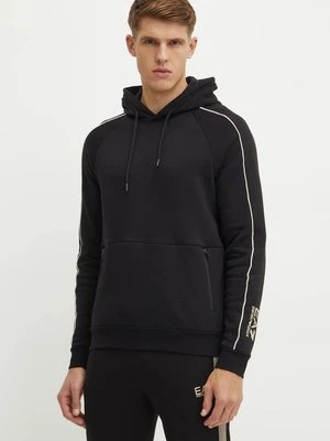 EA7 Emporio Armani bluza bawełniana męska kolor czarny z kapturem gładka PJZJZ.6DPM21