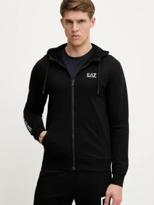 EA7 Emporio Armani bluza bawełniana męska kolor czarny z kapturem z nadrukiem AF13512.7M000568