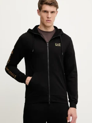 EA7 Emporio Armani bluza bawełniana męska kolor czarny z kapturem z nadrukiem AF13512.7M000568