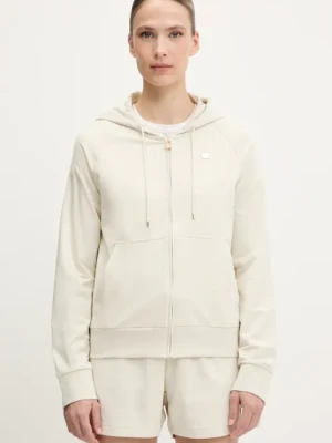 EA7 Emporio Armani bluza damska kolor beżowy z kapturem gładka AF13135.7W000078
