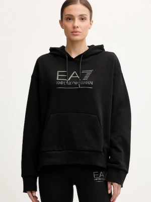 EA7 Emporio Armani bluza damska kolor czarny z kapturem z aplikacją AF10377-7W000422