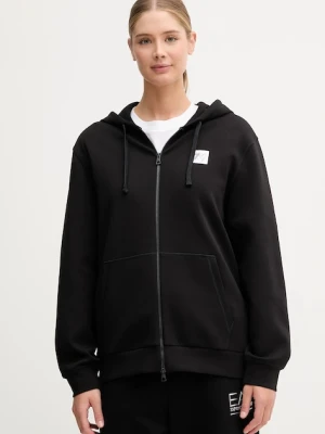 EA7 Emporio Armani bluza damska kolor czarny z kapturem z aplikacją AF12116.7X000250