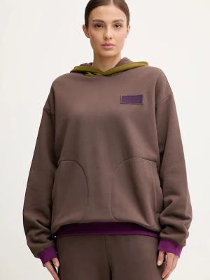 EA7 Emporio Armani bluza dwustronna damska kolor brązowy z kapturem gładka AF10377-7X000156