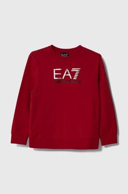 EA7 Emporio Armani bluza dziecięca kolor czerwony z nadrukiem