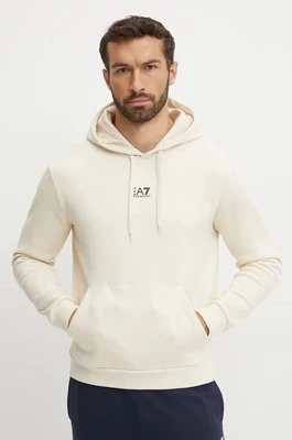 EA7 Emporio Armani bluza męska kolor beżowy z kapturem gładka PJVTZ.8NPM37