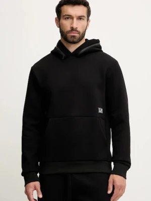EA7 Emporio Armani bluza męska kolor czarny z kapturem z aplikacją AF13538.7M000141