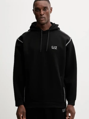 EA7 Emporio Armani bluza męska kolor czarny z kapturem z aplikacją AF13538.7M000660