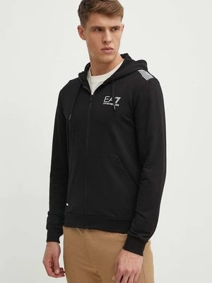 EA7 Emporio Armani bluza męska kolor czarny z kapturem z nadrukiem