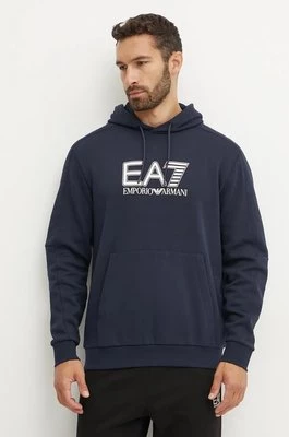 EA7 Emporio Armani bluza męska kolor granatowy z kapturem z aplikacją PJVTZ.6DPM02