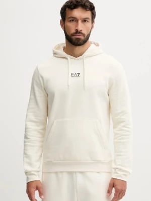 EA7 Emporio Armani bluza męska kolor kremowy z kapturem gładka PJVTZ.8NPM37