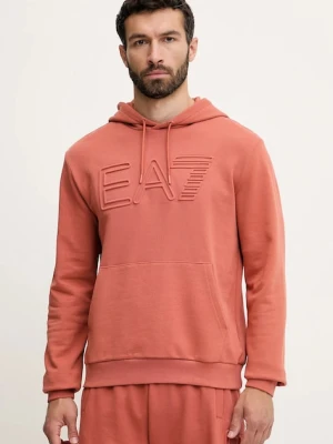EA7 Emporio Armani bluza męska kolor pomarańczowy z kapturem gładka AF10432.7M000152