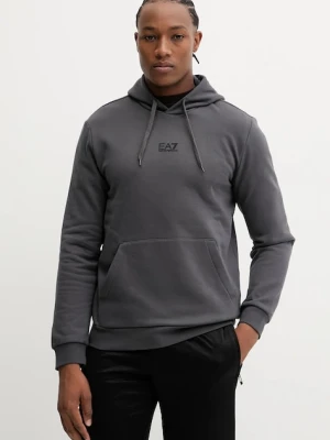 EA7 Emporio Armani bluza męska kolor szary z kapturem gładka PJVTZ.8NPM37