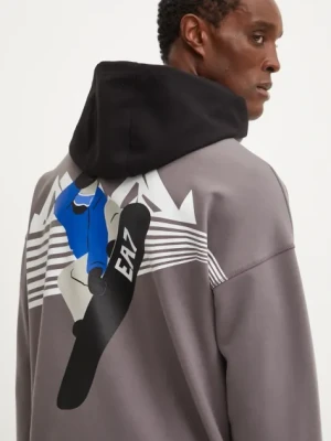 EA7 Emporio Armani bluza męska kolor szary z kapturem z nadrukiem AF10443.7M000020