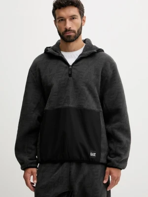 EA7 Emporio Armani bluza polarowa męska kolor czarny z kapturem gładka AF16804.7M000982