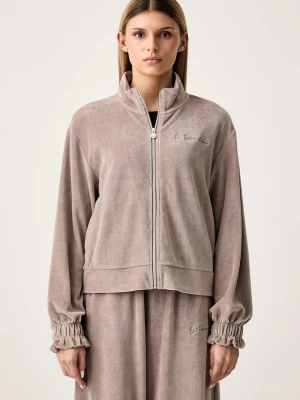 EA7 Emporio Armani bluza rozpinana damska welurowa brązowy