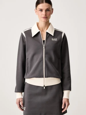 EA7 Emporio Armani bluza rozpinana damska z bawełną szary
