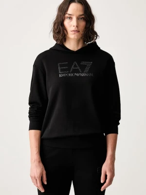 EA7 Emporio Armani bluza z kapturem damska z bawełną czarny