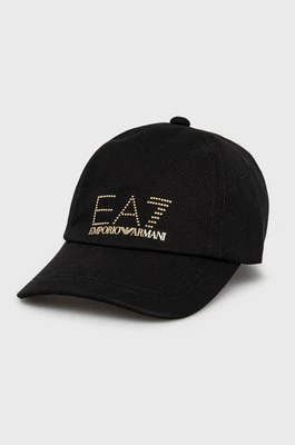 EA7 Emporio Armani czapka bawełniana 285559.2R104 kolor czarny z aplikacją