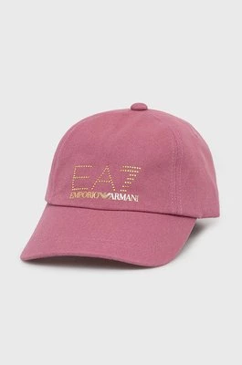 EA7 Emporio Armani czapka bawełniana 285559.2R104 kolor różowy z aplikacją