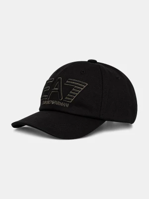 EA7 Emporio Armani czapka z daszkiem bawełniana czarny