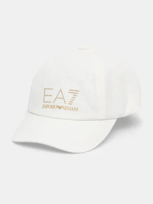 EA7 Emporio Armani czapka z daszkiem bawełniana kolor biały z aplikacją AF13009.7W000327