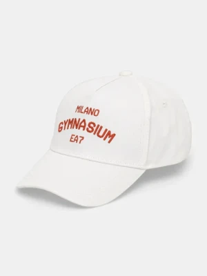 EA7 Emporio Armani czapka z daszkiem bawełniana kolor biały z aplikacją AF13034.7W000334