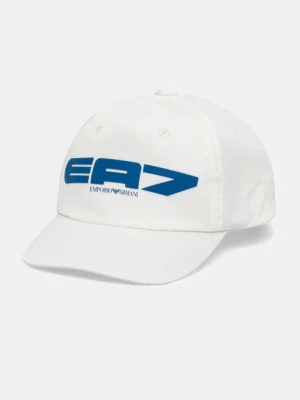 EA7 Emporio Armani czapka z daszkiem bawełniana kolor biały z nadrukiem AF13644.7X000053