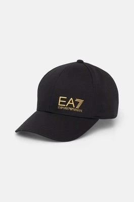 EA7 Emporio Armani czapka z daszkiem bawełniana kolor czarny z nadrukiem AF11989.7X000005