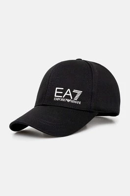 EA7 Emporio Armani czapka z daszkiem bawełniana kolor czarny z nadrukiem AF11989.7X000005