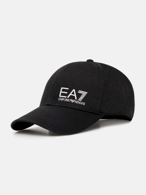 EA7 Emporio Armani czapka z daszkiem bawełniana kolor czarny z nadrukiem AF11989.7X000005