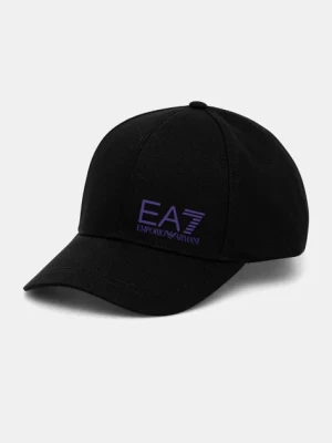 EA7 Emporio Armani czapka z daszkiem bawełniana kolor czarny z nadrukiem AF11989.7X000005